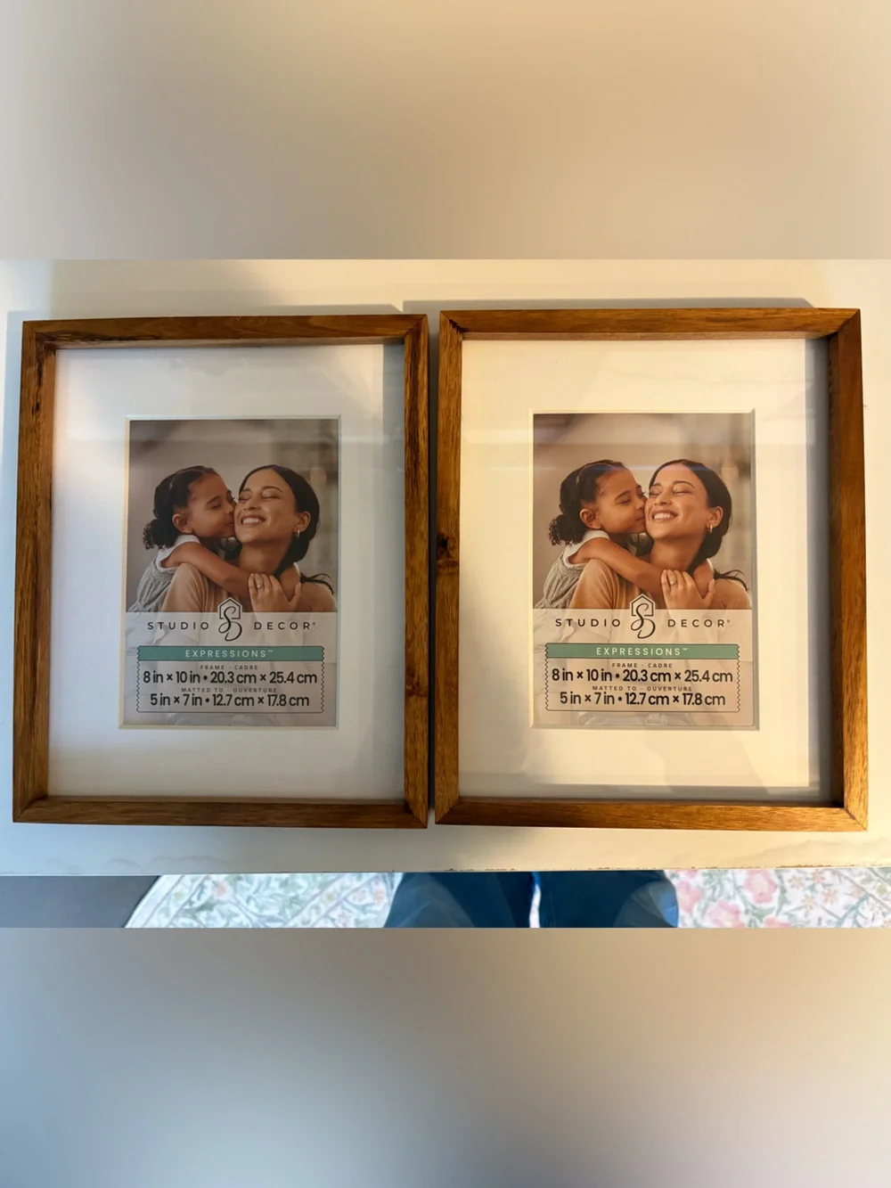Expressions Wooden Picture Frame Set - Natural Brown and White Mats